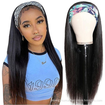 Glueless Human Hair Headband Wig Straight Human Hair Wigs for Black Women Brazilian Virgin Hair Glueless None Lace Frontal Wigs